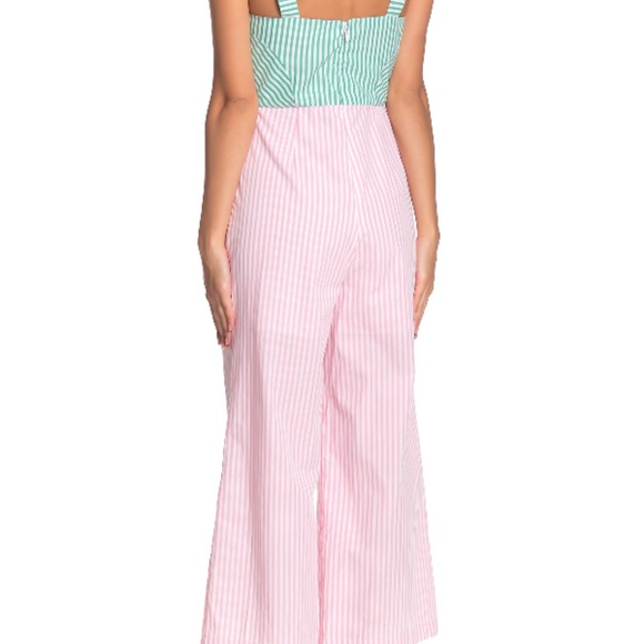 BCBGeneration Sleeveless Striped Jumpsuit in Pink + Green (8) - Picture 2 of 2